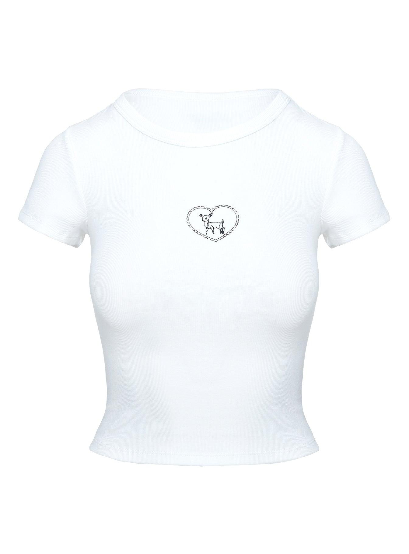 Baseline Rib Tee Oh Deer White Product Image