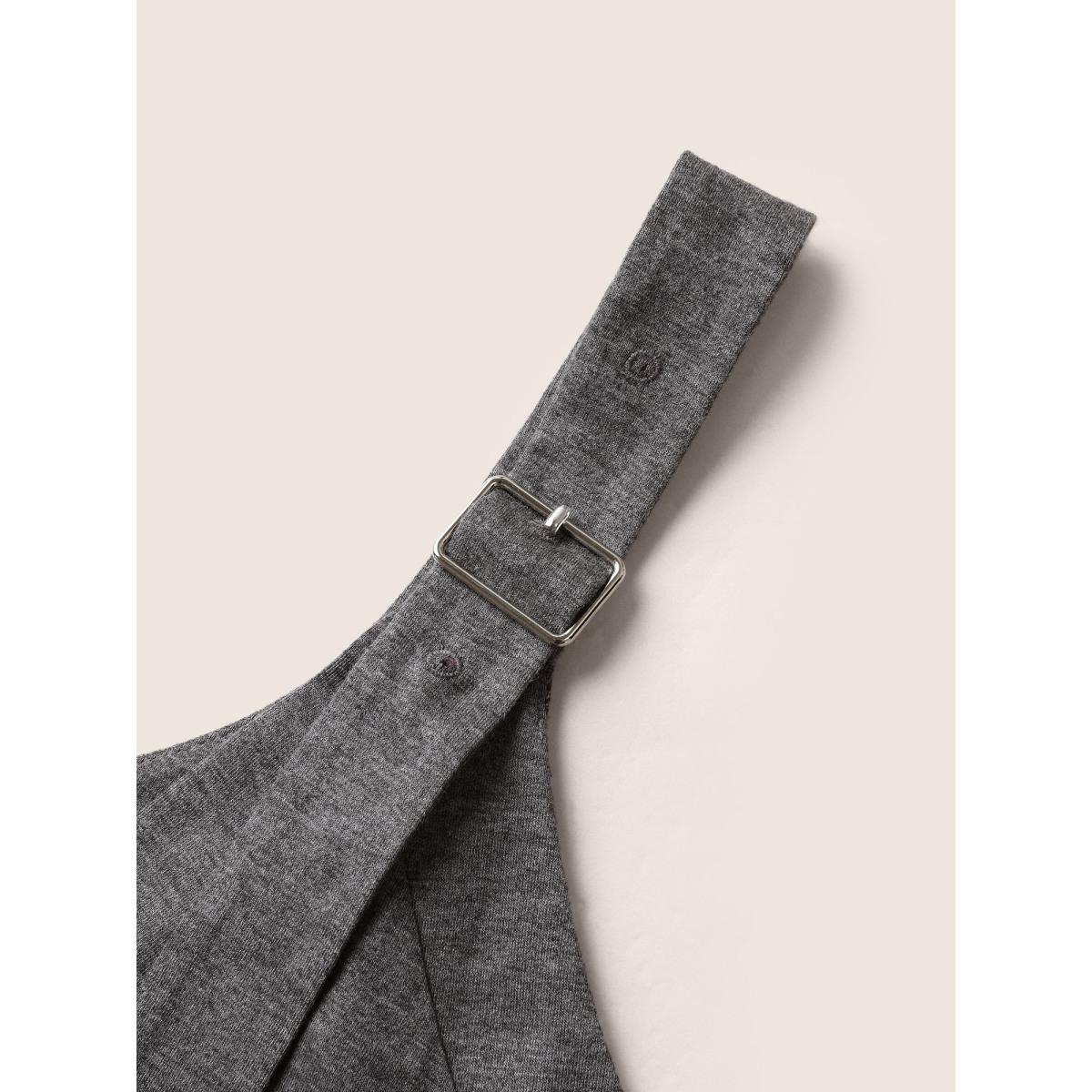 Plus Size Gray Supersoft Essentials Solid Pocket Adjustable Straps Jumpsuit Women Leisure Sleeveless Non Casual Loose Jumpsuits BloomChic 28/5X Product Image