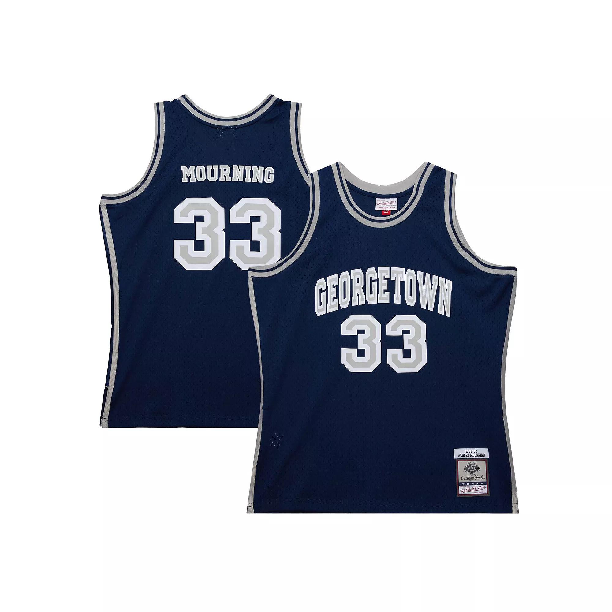 Men's Mitchell & Ness Alonzo Mourning Navy Georgetown Hoyas 1991/92 Swingman Player Jersey,  Product Image