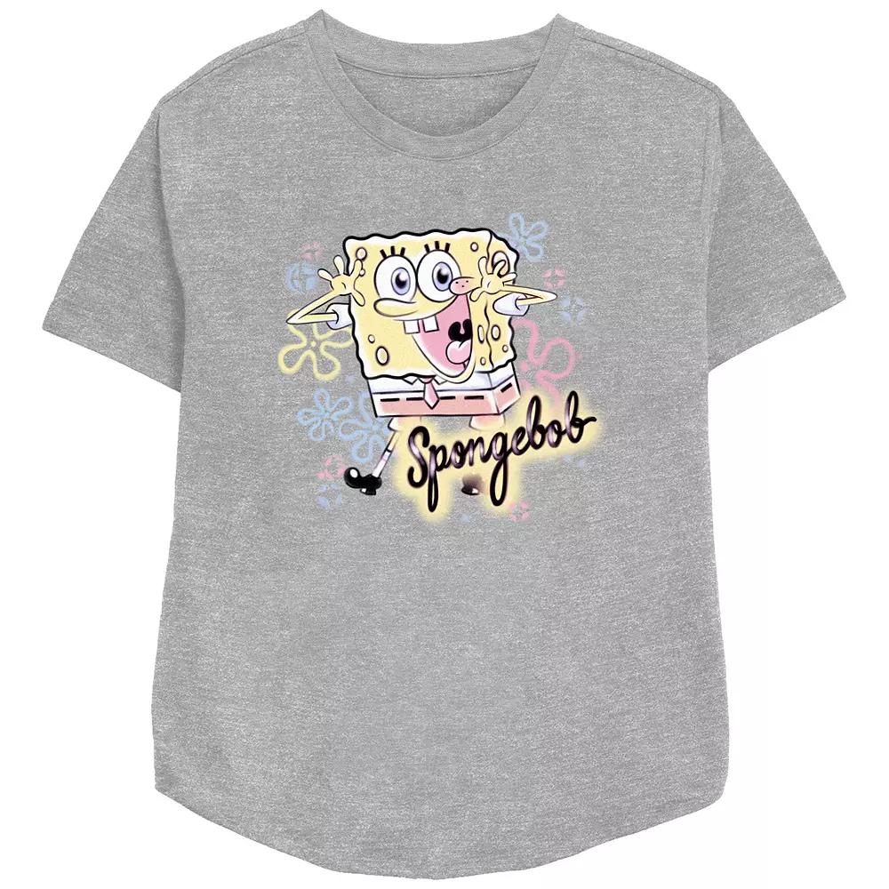 Women's Nickelodeon SpongeBob SquarePants Airbrush Poster Relaxed Fit Graphic Tee,  Product Image