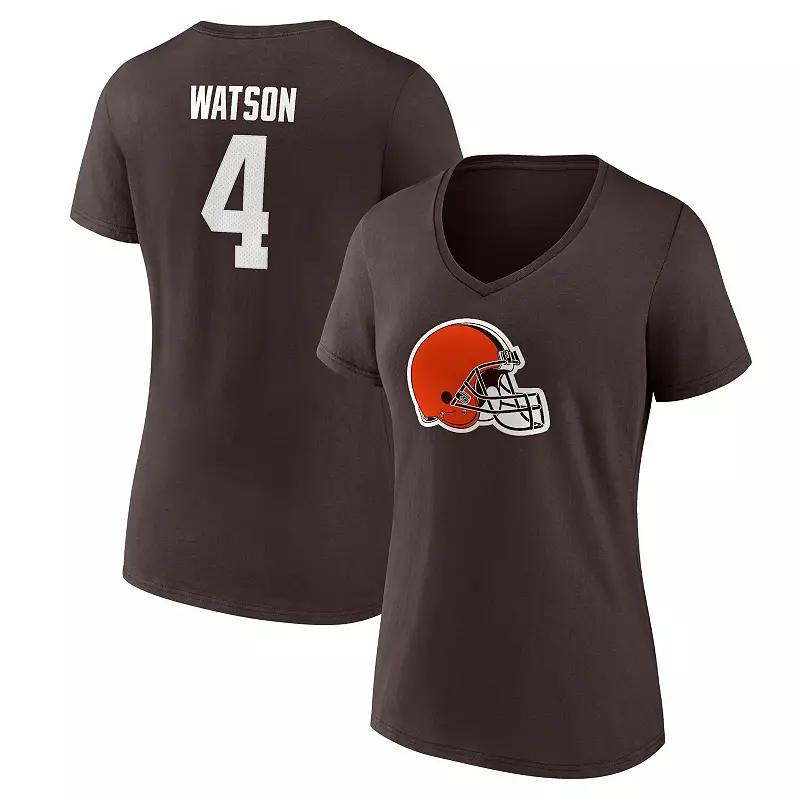 Women's Fanatics Branded Deshaun Watson Brown Cleveland Browns Player Icon Name & Number V-Neck T-Shirt,  Product Image