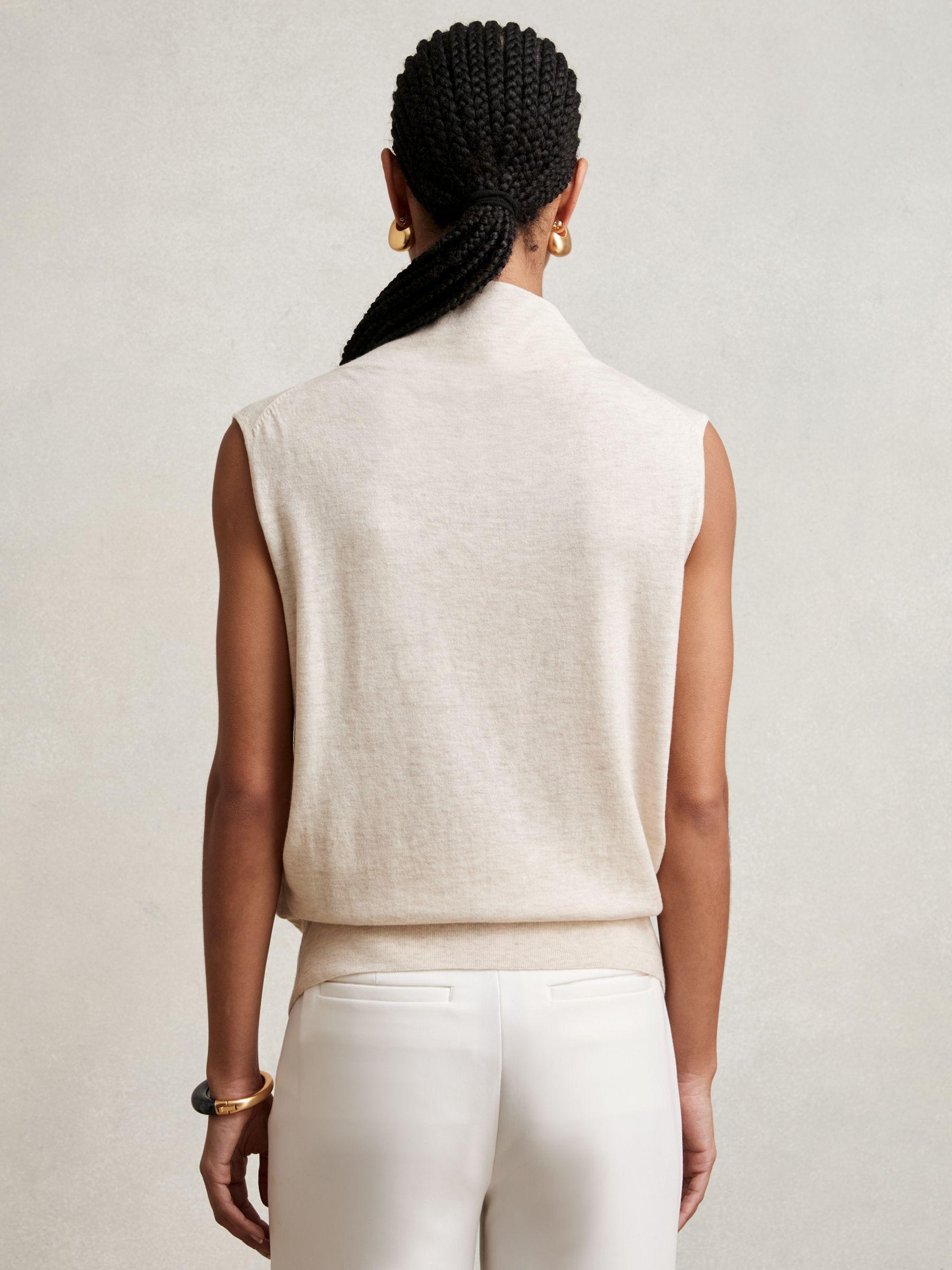 Wool Slouched Sleeveless Top in Stone Neutral Product Image