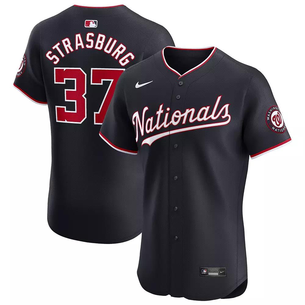 Men's Nike Stephen Strasburg Navy Washington Nationals Alternate Elite Player Jersey, Size: 44, Blue Product Image