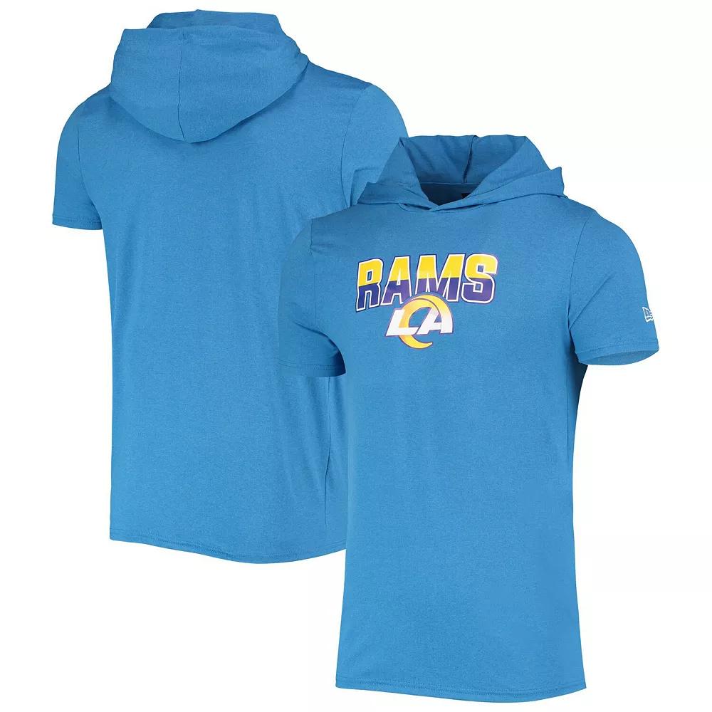 Men's New Era Heathered Blue Los Angeles Rams Team Brushed Hoodie T-Shirt,  Product Image