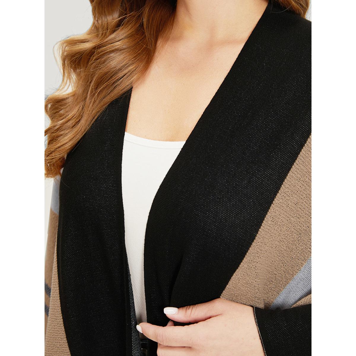 Plus Size Multi-wear Plaid Shawl Cardigan Tan Women Casual Oversized Sleeveless Dailywear Cardigans BloomChic 12/L Product Image