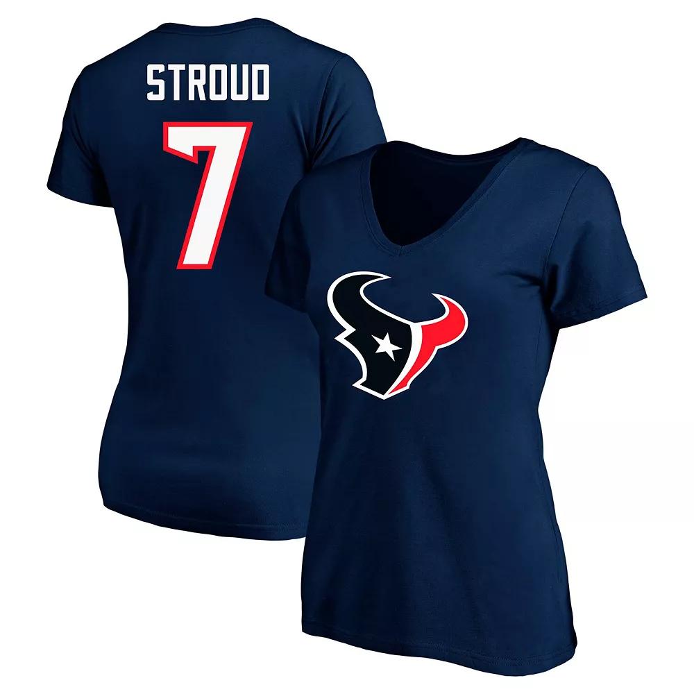 Women's Fanatics C.J. Stroud Navy Houston Texans Plus Size Player Name & Number V-Neck T-Shirt, Size: 3XL, Blue Product Image