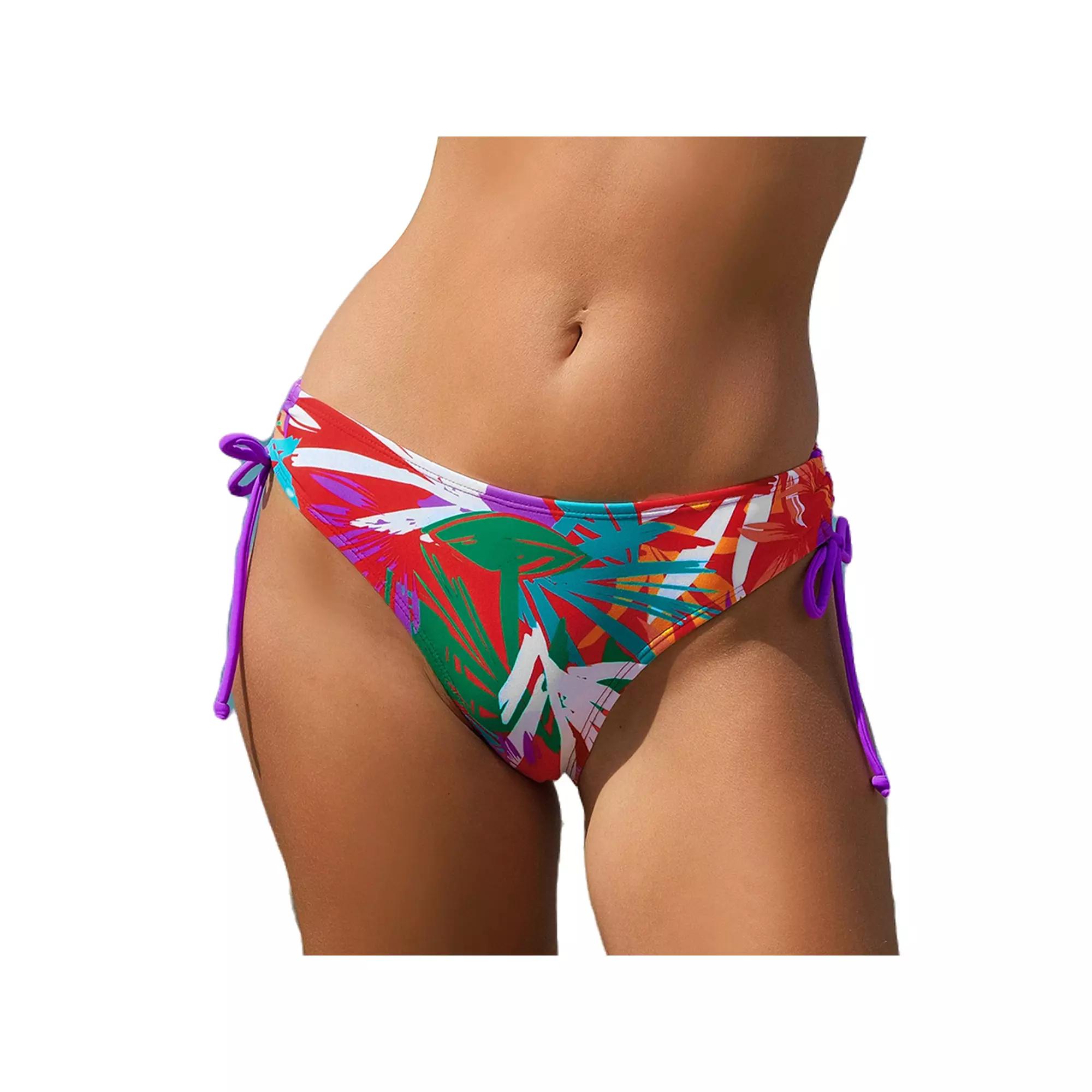 Cupshe Rose Violet Leaves Ruched Drawstring Bikini Bottoms, Women's,  Product Image