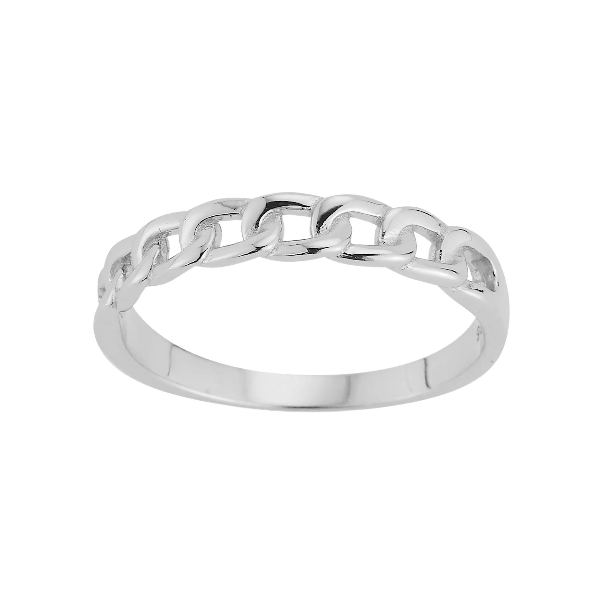 Sunkissed Sterling Sterling Silver Curb Chain Ring, Women's, Size: 8, Silver Tone Product Image