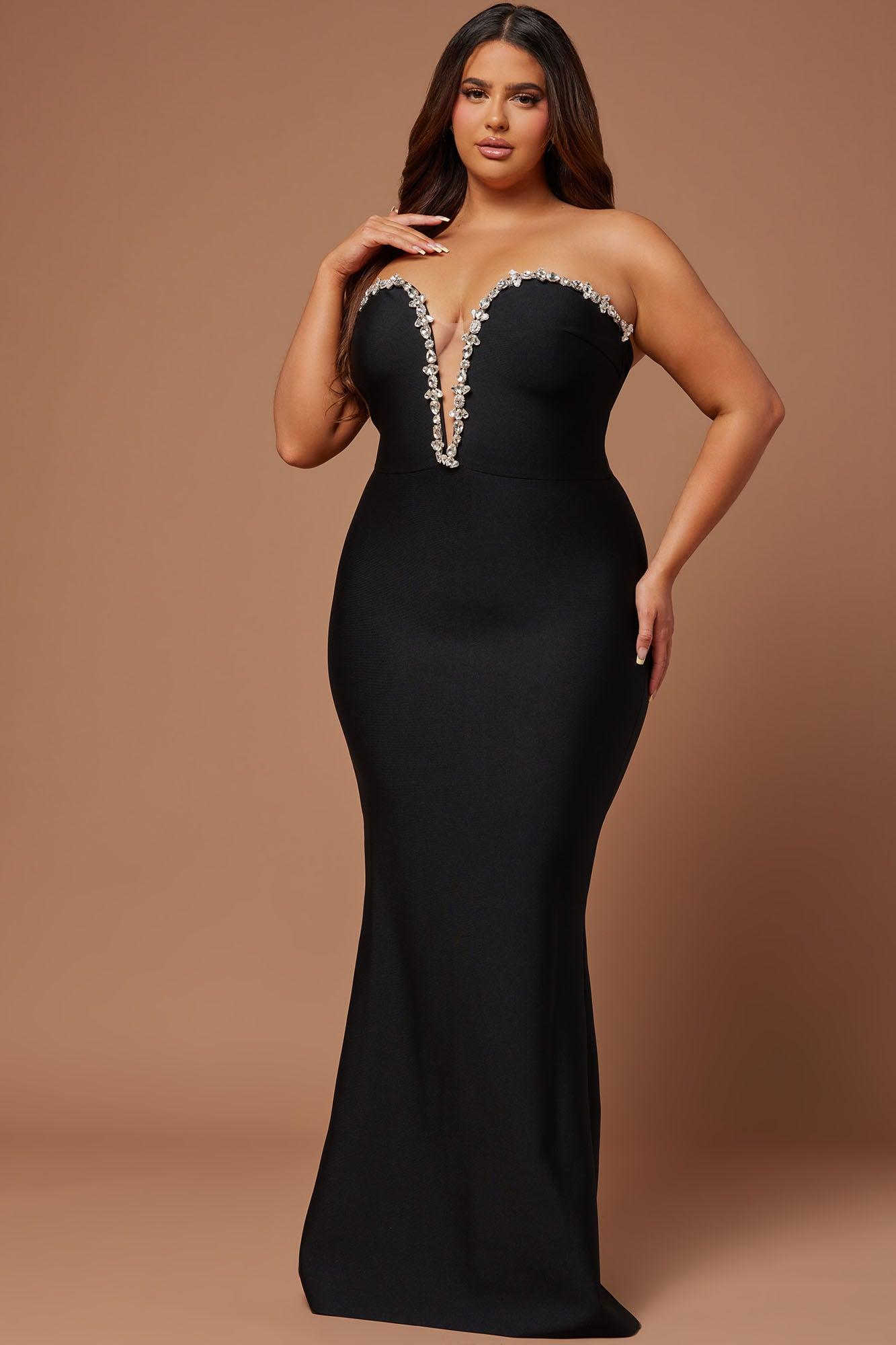 Odessa Embellished Bandage Gown - Black Product Image