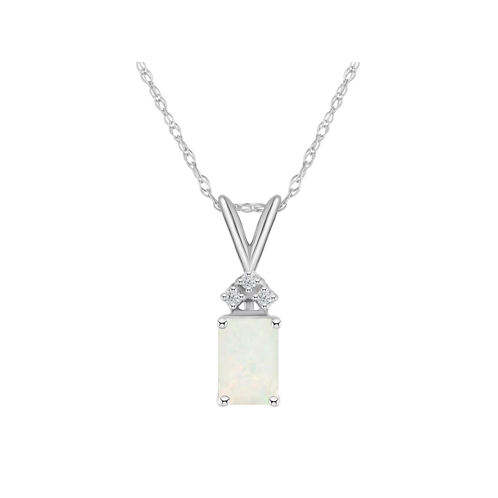 Celebration Gems 14k White Gold Gemstone & Diamond Accent Pendant Necklace, Women's, Size: 18" Product Image