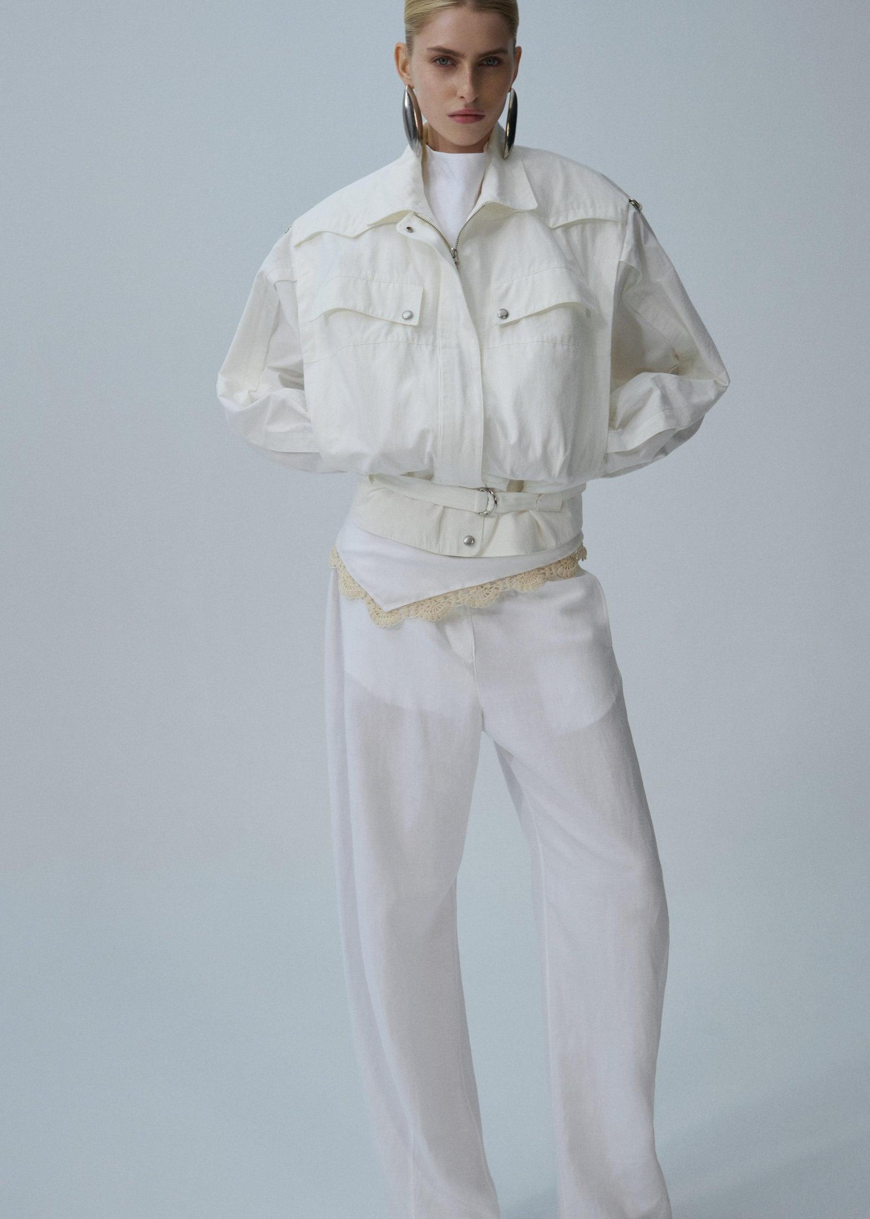 Oversized cotton jacket in white Product Image