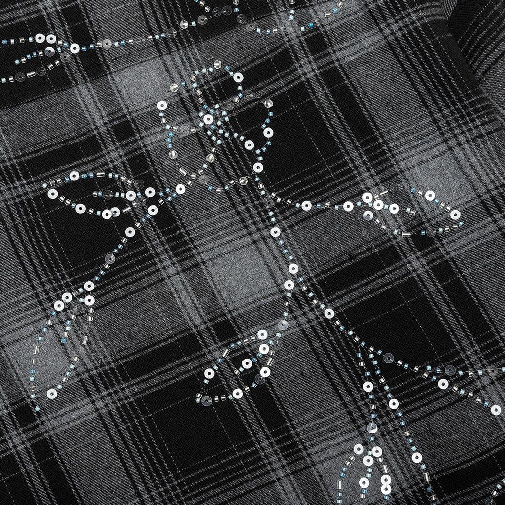 Plaid Beaded Oversized Shirt - Black Male Product Image