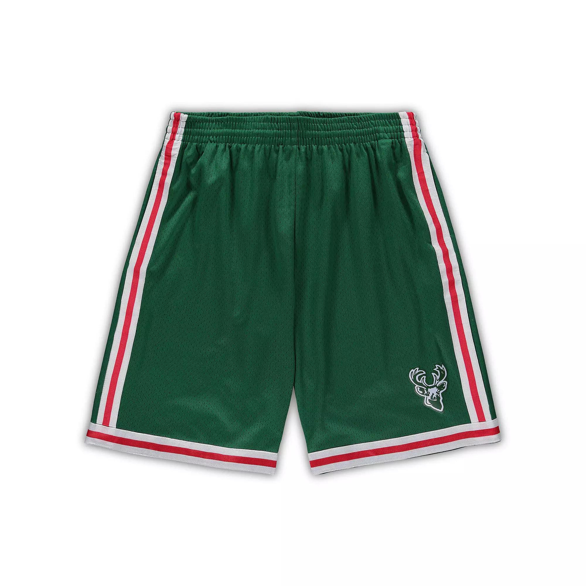 Men's Mitchell & Ness Green Milwaukee Bucks Big & Tall Hardwood Classics Team Swingman Shorts,  Product Image