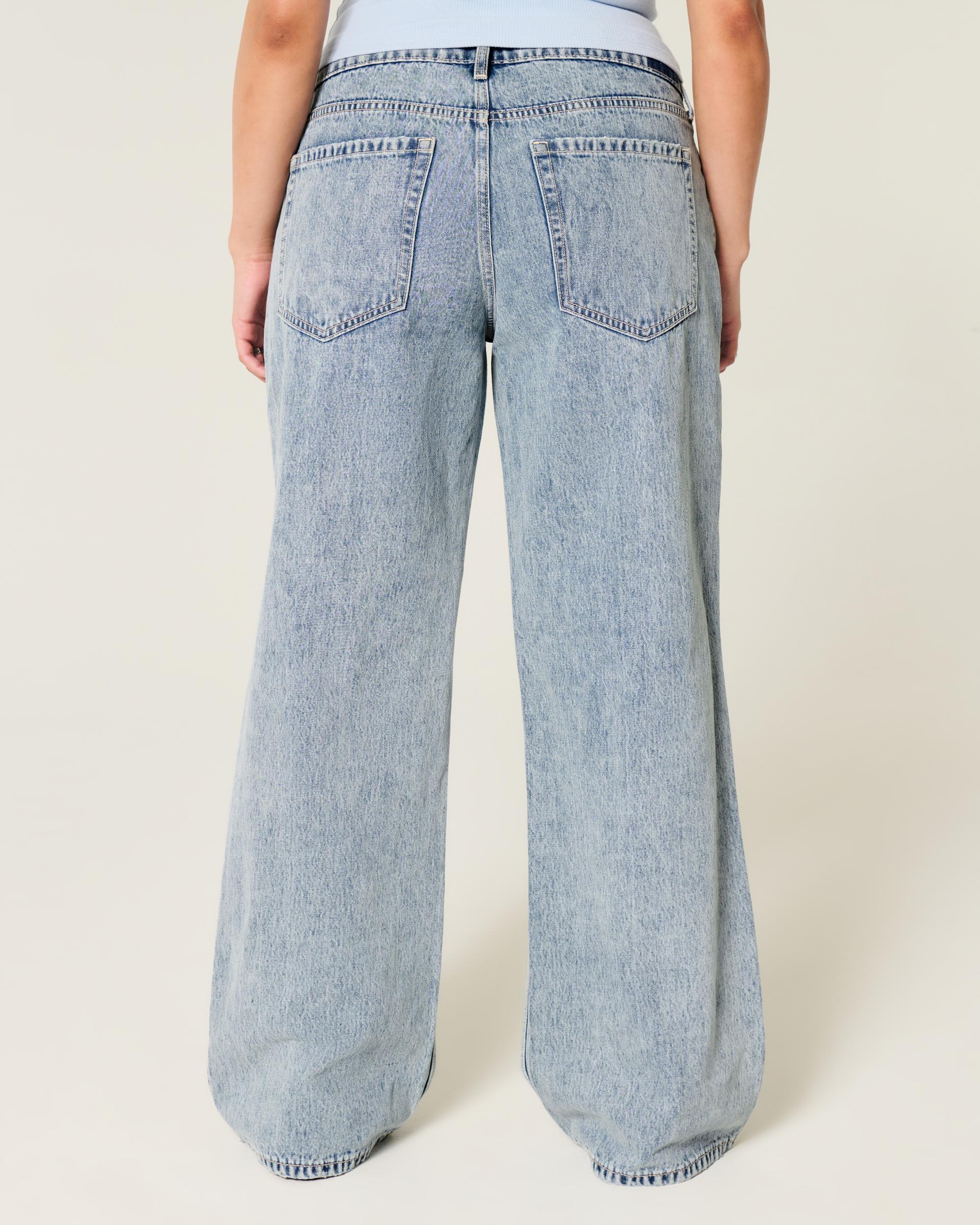 Low-Rise Ripped Medium Wash Baggy Jeans Product Image
