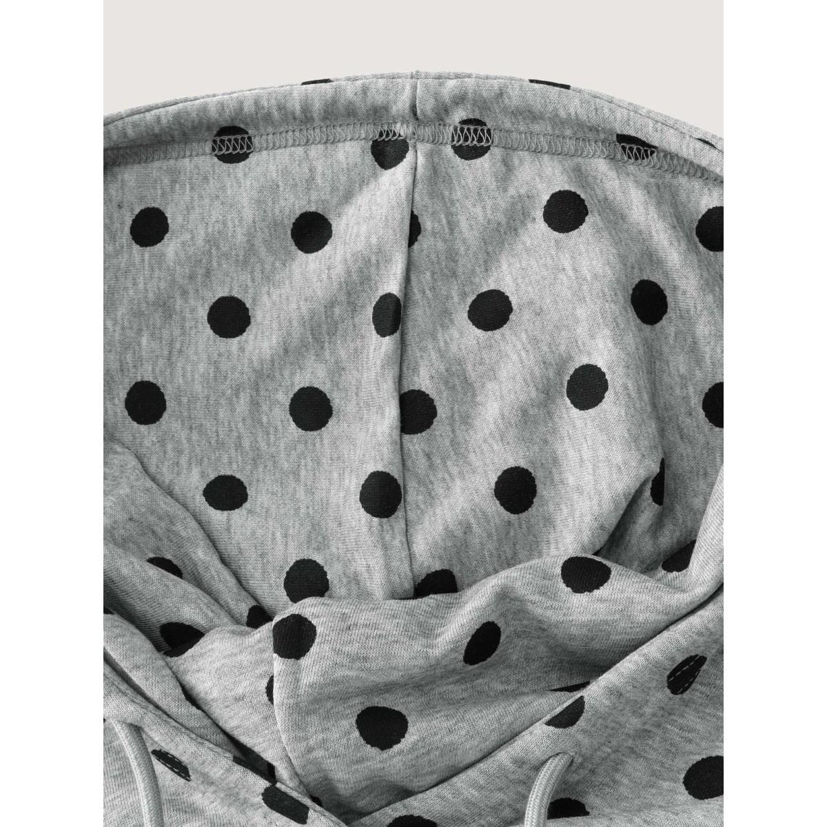 Plus Size Polka Dot Drawstring Neck Hoodie Women DarkGray Leisure Drawstring Hooded Casual Sweatshirts BloomChic 18-20/2X Product Image