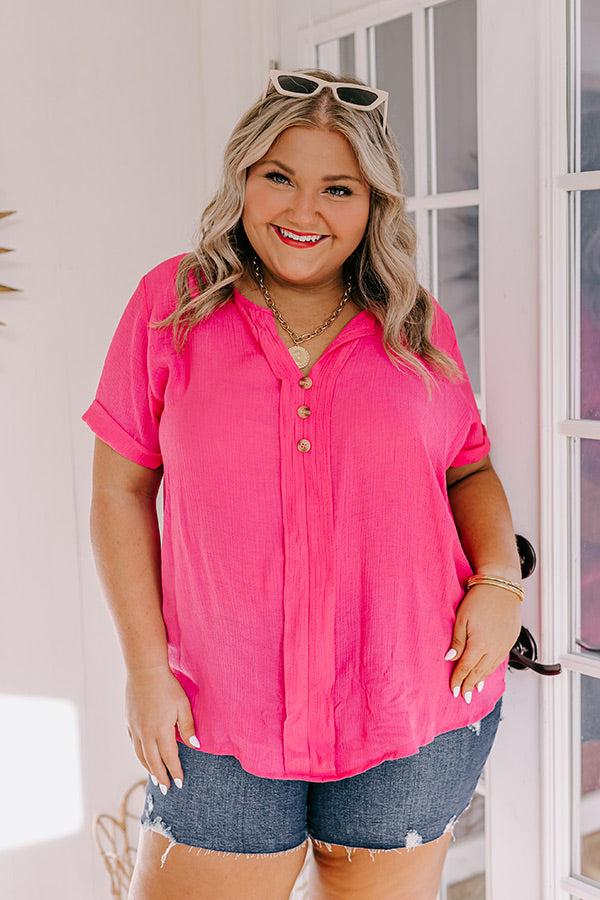 Coastal Breeze Shift Top in Hot Pink Curves Product Image