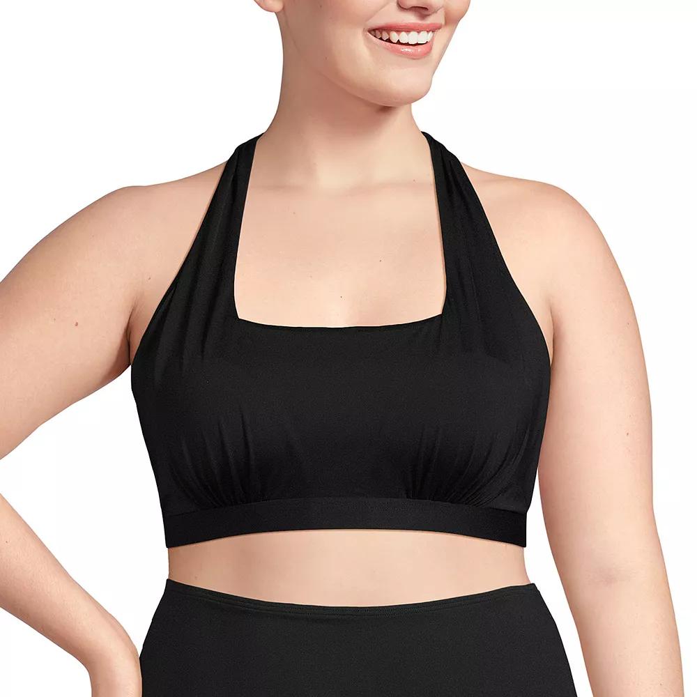 Plus Size Lands' End Square Neck Tie Halter Bikini Top, Women's, Size: 1XL, Black Product Image