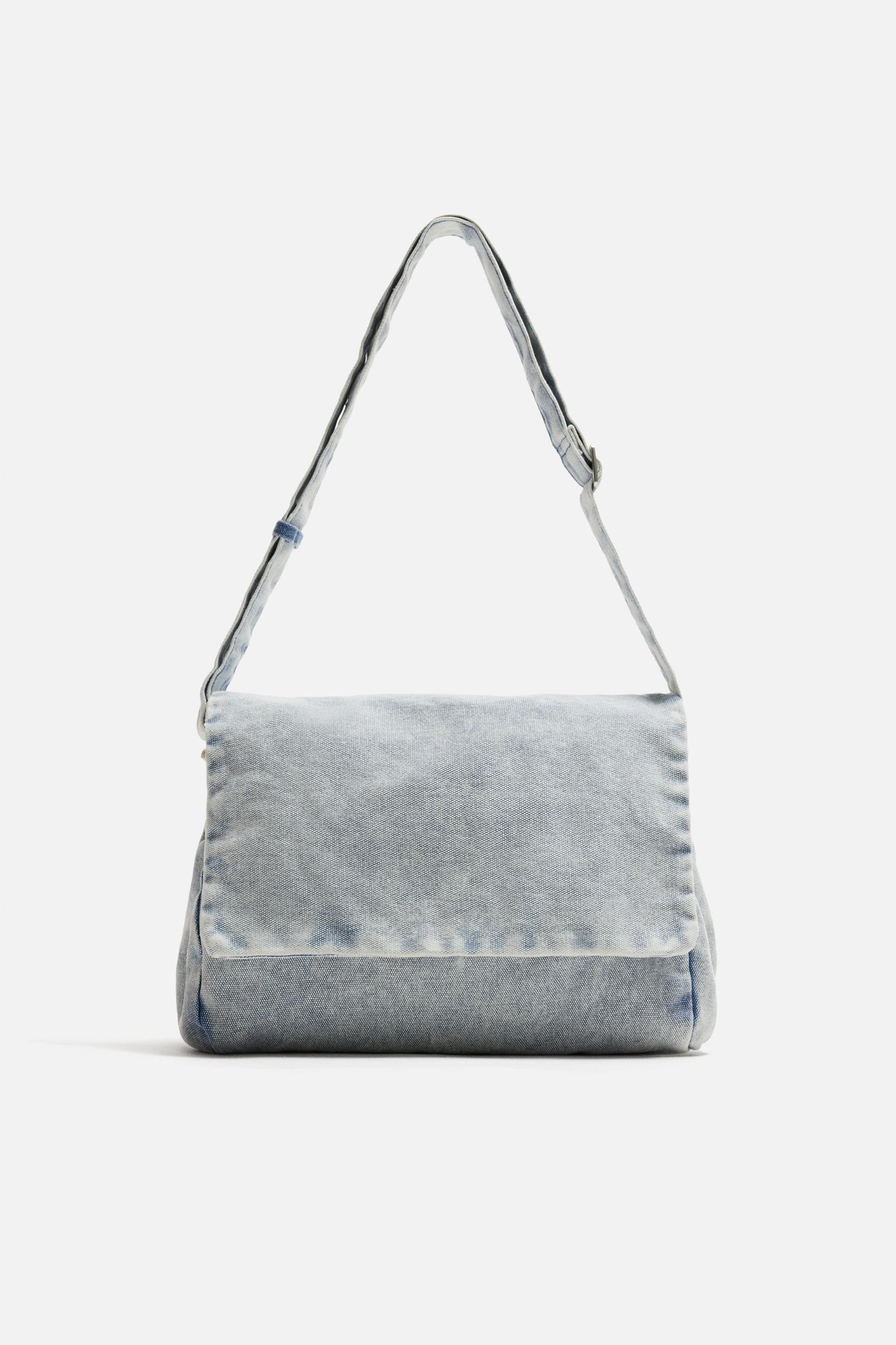WASHED-EFFECT DENIM CROSSBODY BAG Product Image