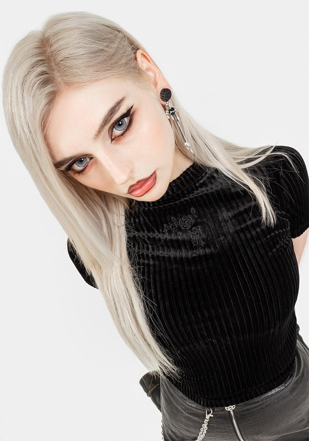 Rosaline Velour Rib Crop Top Product Image