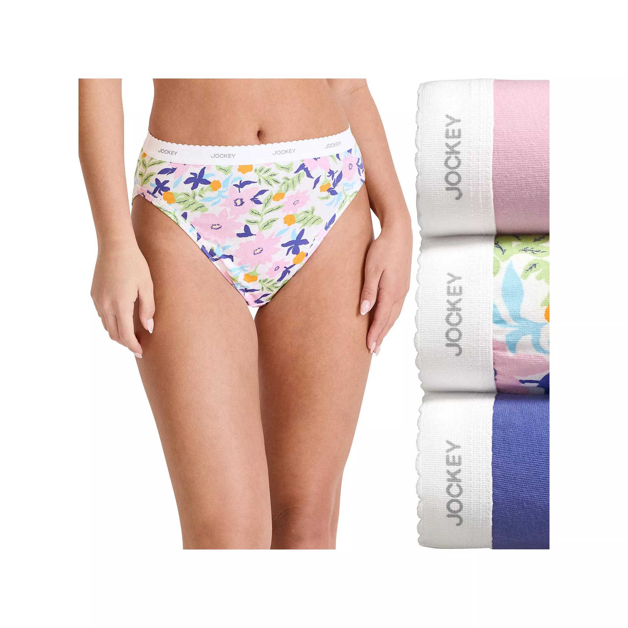 Women's Jockey® Classics 3-pk. French-Cut Brief Panty Set 9480, Size: 7, Brush Floral Product Image