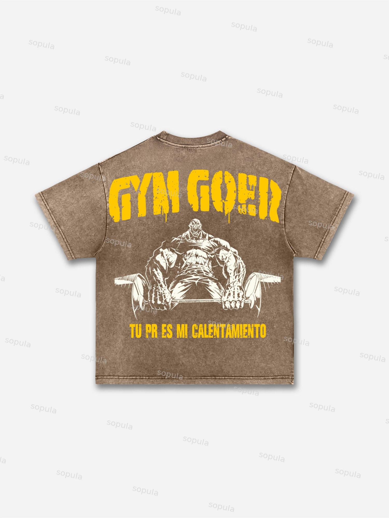 Gym-goer Vintage Graphic Acid Wash T-shirt Product Image