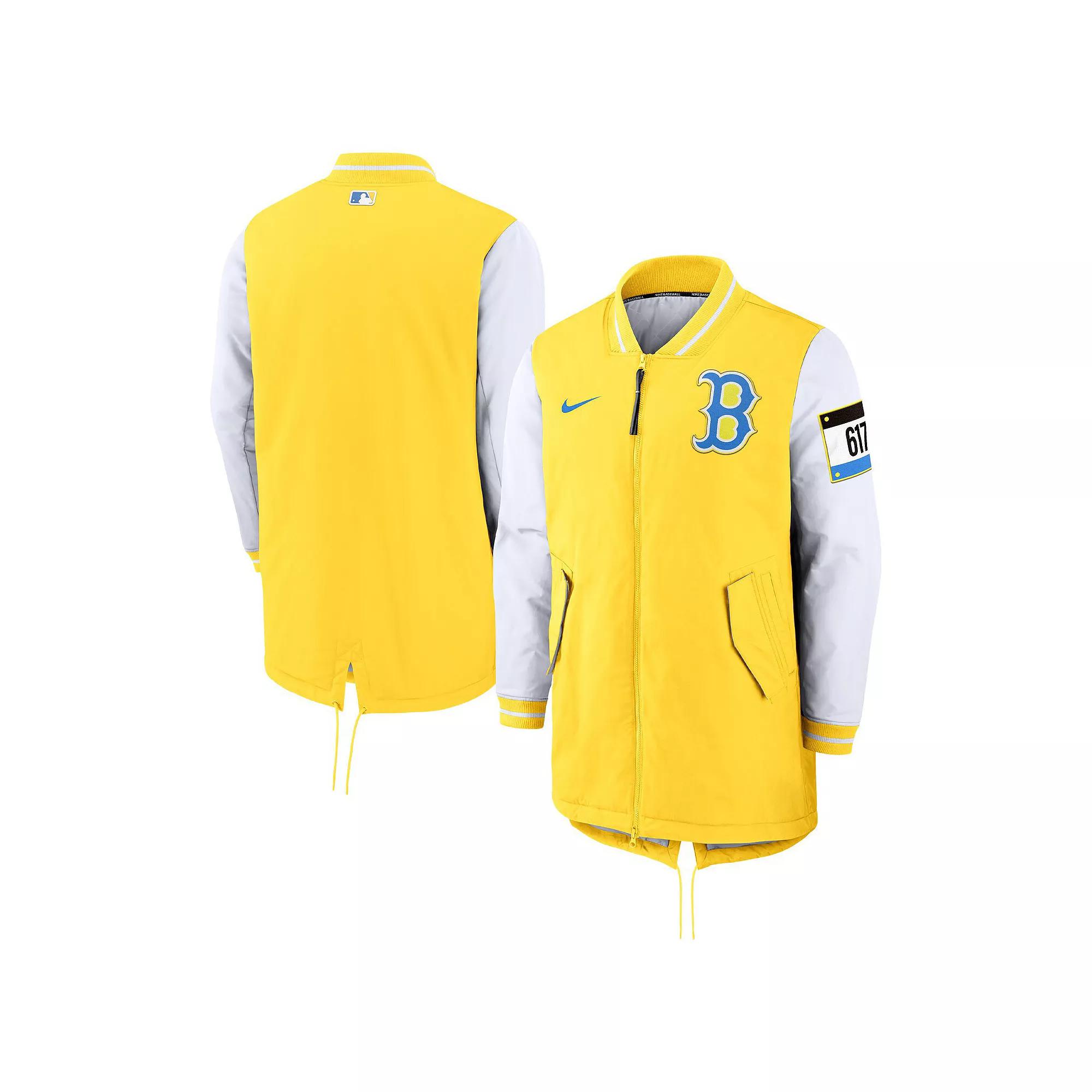 Men's Nike Yellow Boston Red Sox Authentic Collection 2022 City Connect Dugout Jacket,  Product Image