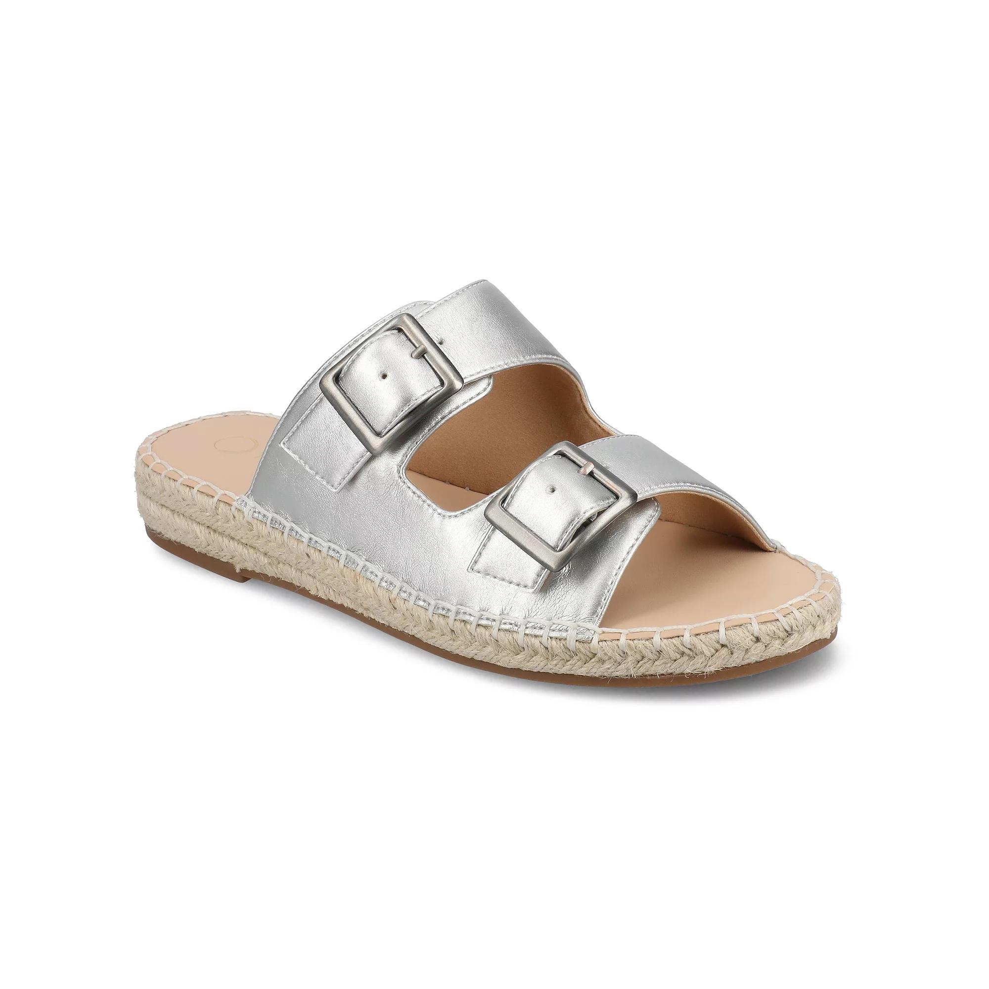 Journee Women's Tresah Double Strap Espadrille Sandals, Size: 9, Silver Product Image