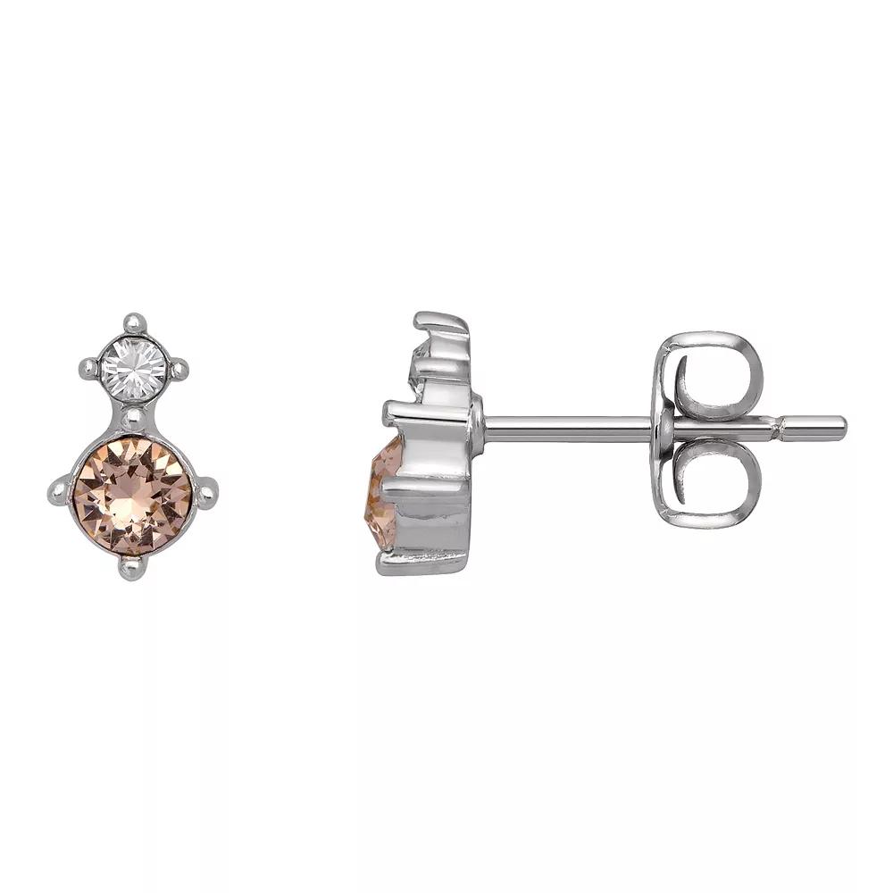Brilliance Fine Silver-Plated Birthstone Crystal Stud Earrings, Women's, Silver Tone June Product Image