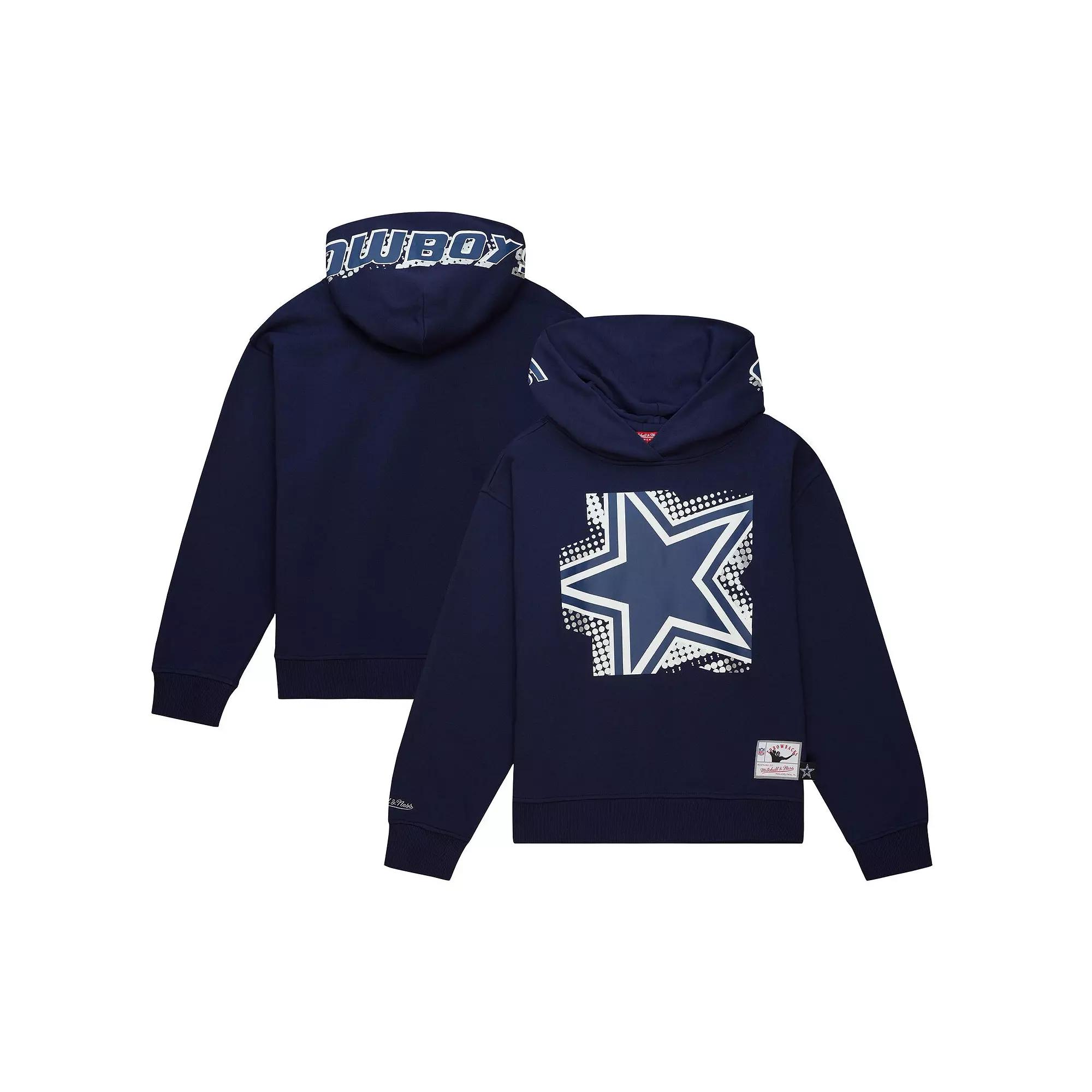 Women's Mitchell & Ness Navy Dallas Cowboys Gridiron Classics Big Face 7.0 Pullover Hoodie,  Product Image