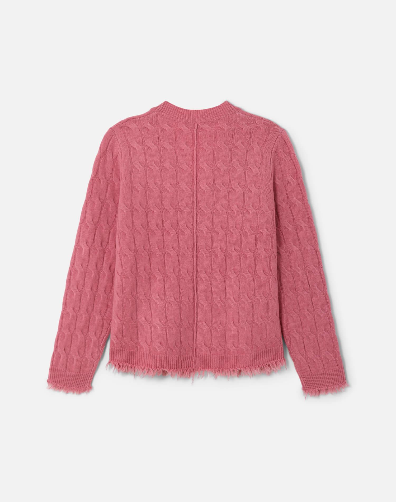 Cable V Neck Cardi - Old Rose Female Product Image