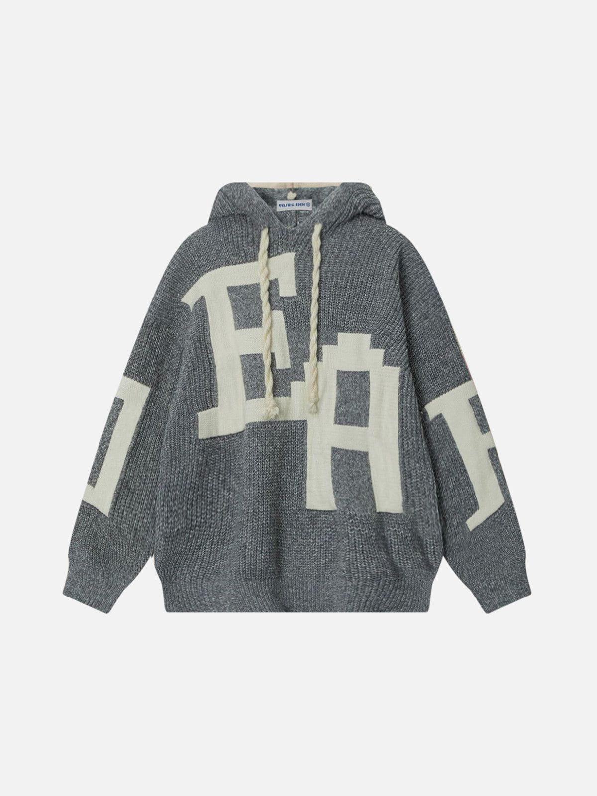 Aelfric Eden Letter Jacquard Knit Pullover Hoodie Product Image