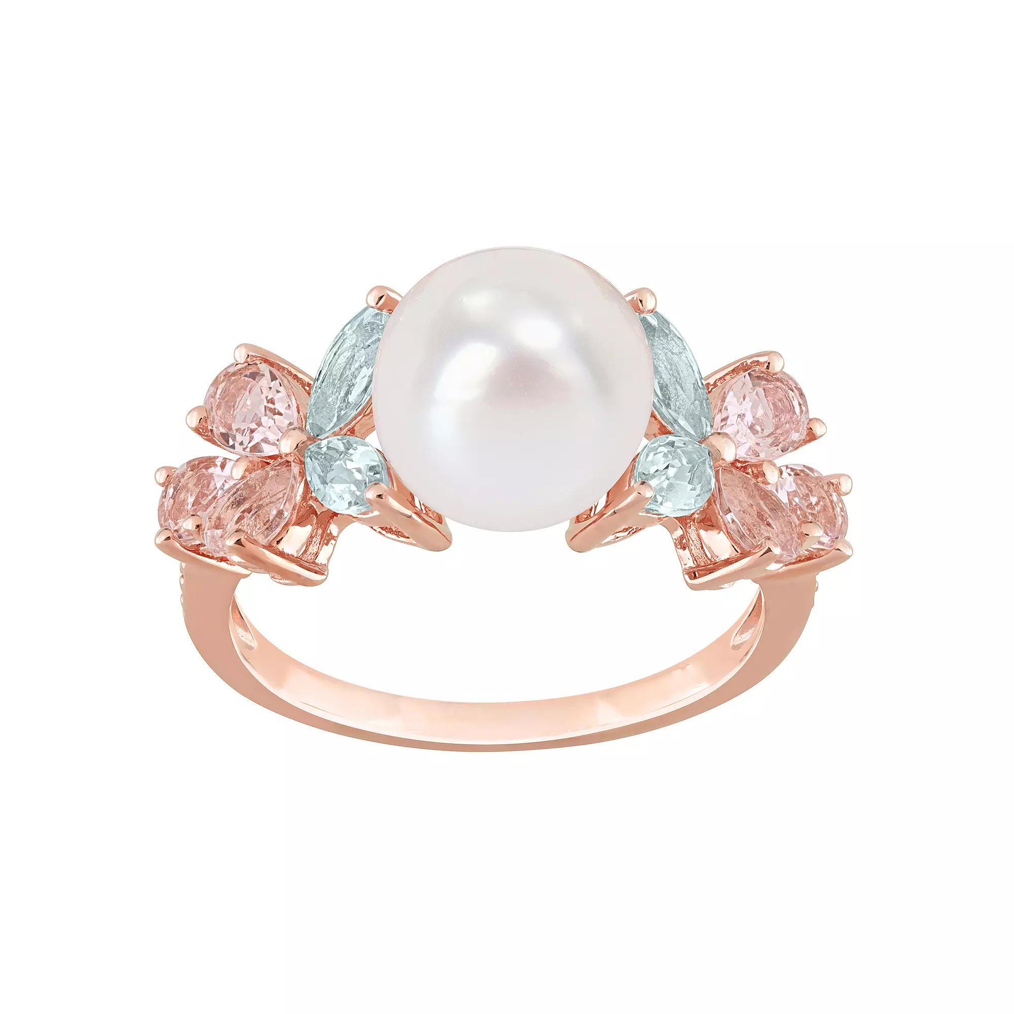 Stella Grace 18K Rose Plated Sterling Silver Multi-Gemstones & Freshwater Cultured Pearl Cocktail Ring, Women's,  Product Image