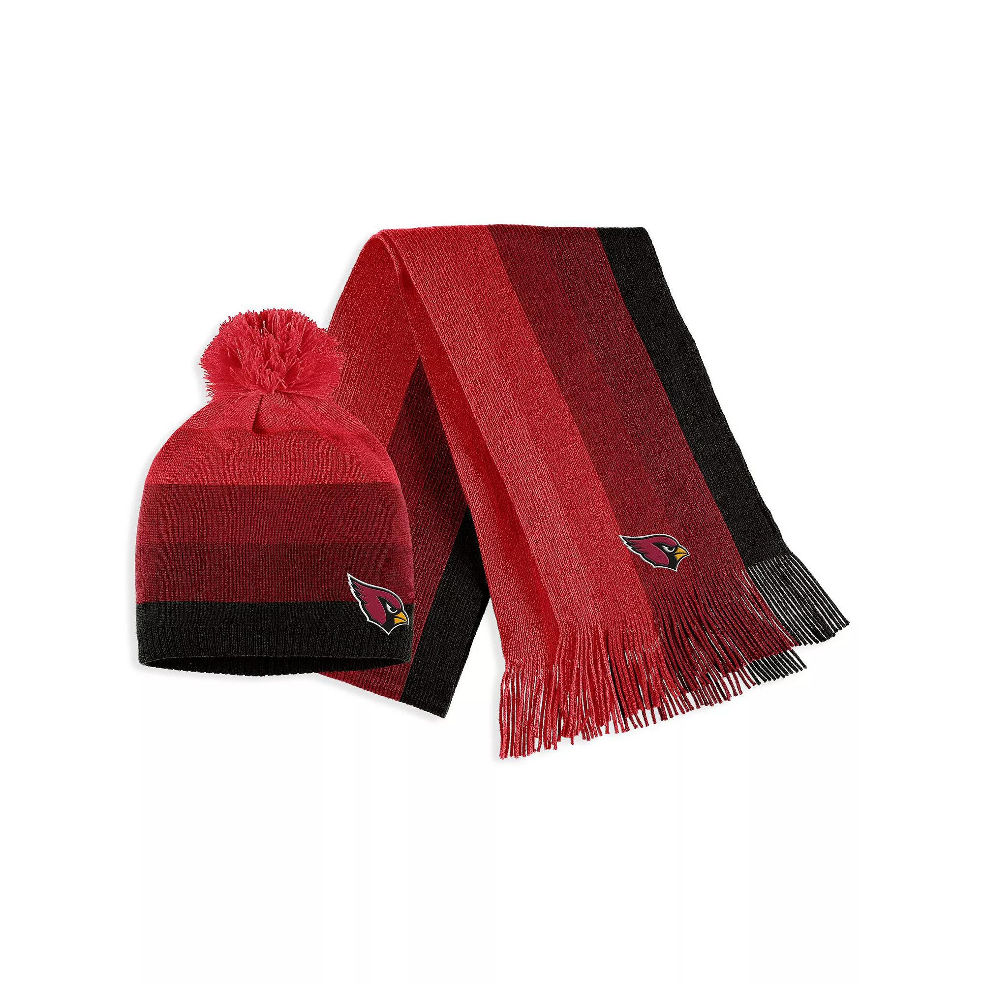 Women's WEAR by Erin Andrews Cardinal Arizona Cardinals Ombre Pom Knit Hat and Scarf Set, Red Product Image