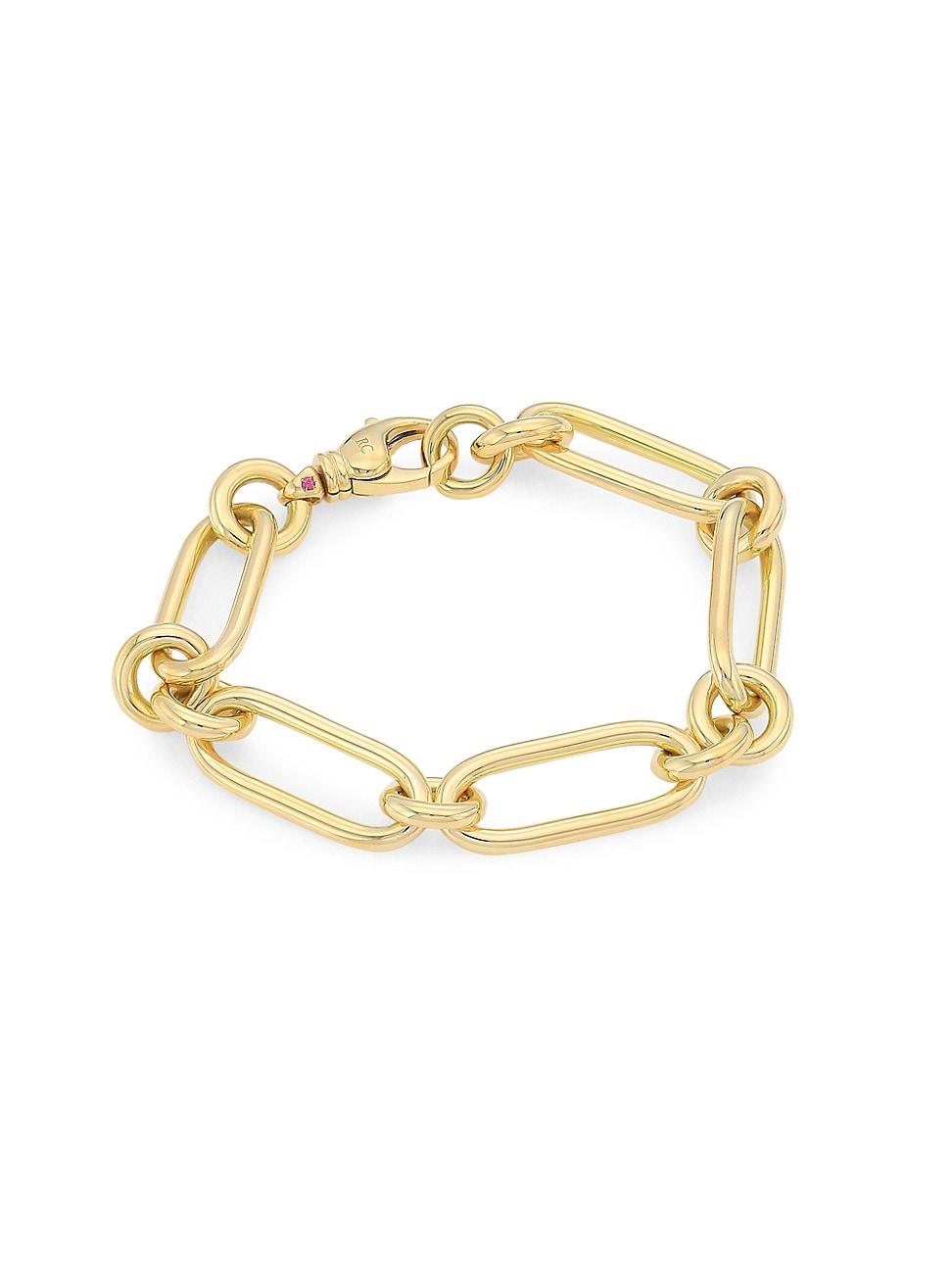 Womens 18K Yellow Gold Paper Clip Chain Bracelet Product Image
