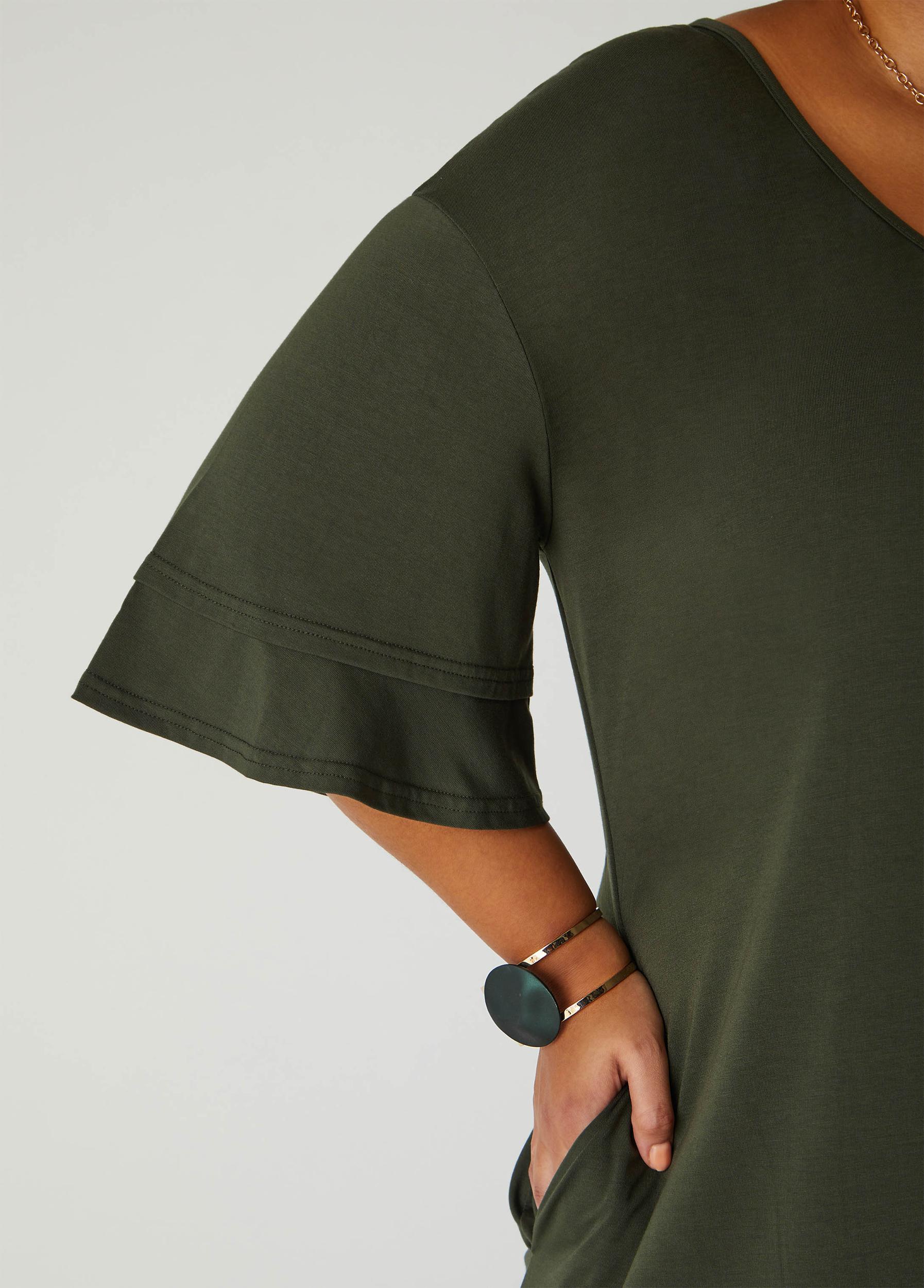 Tiered Sleeve Jersey A Line Dress Product Image