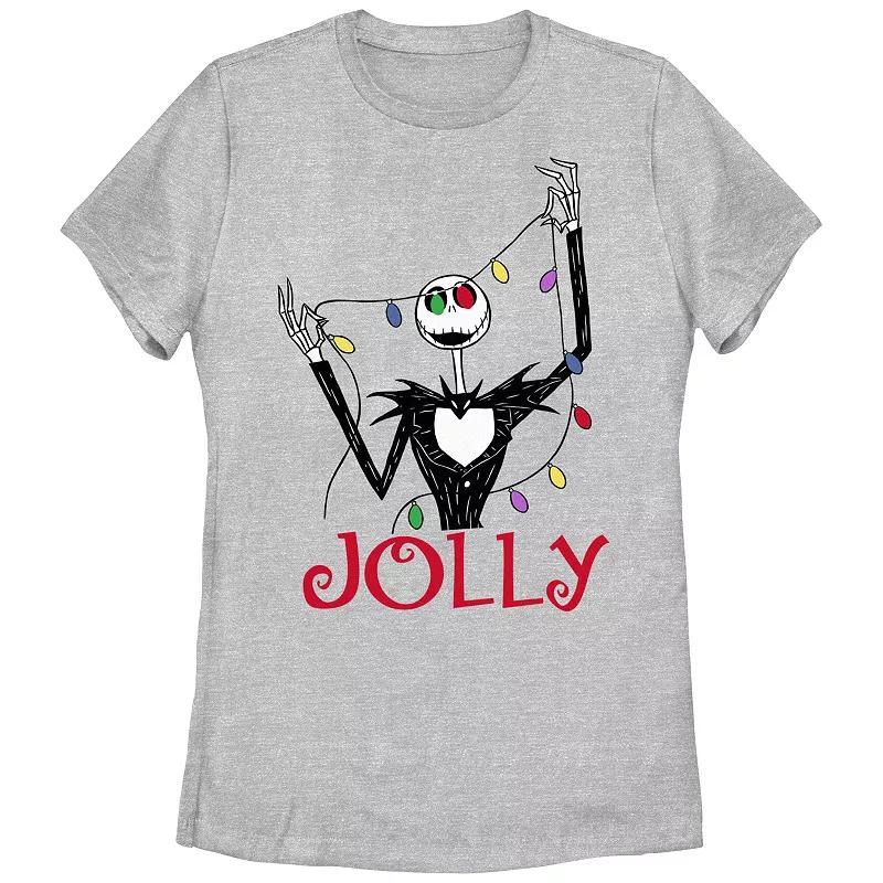 Disney's The Nightmare Before Christmas Jack Skellington Jolly Christmas Lights Juniors' Graphic Tee, Girl's,  Product Image