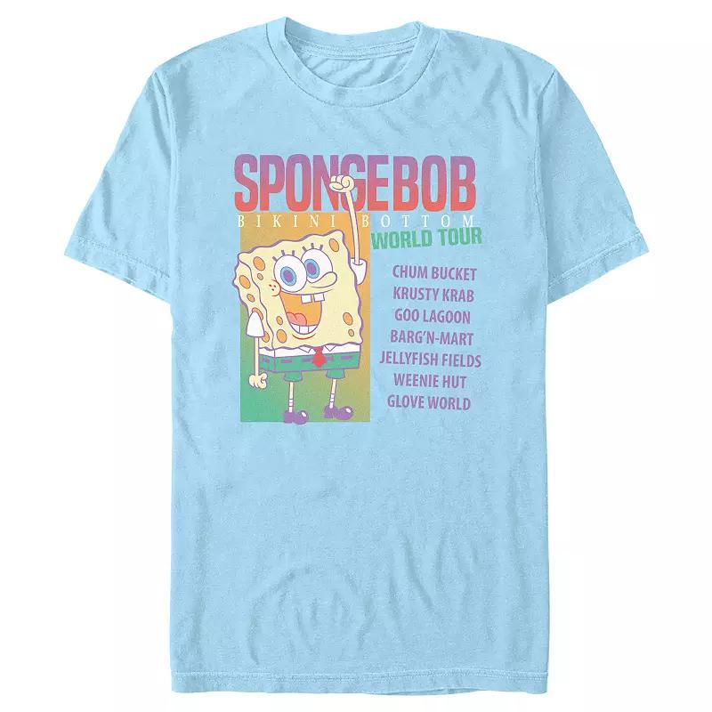 Men's SpongeBob SquarePants Bikini Bottom World Tour Graphic Tee, Size: Medium, Light Blue Product Image