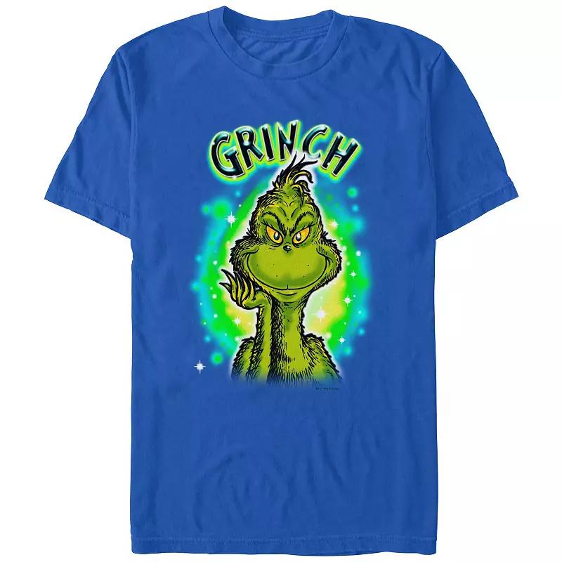 Men's Dr. Seuss Grinch Airbrush Background Graphic Tee,  Product Image