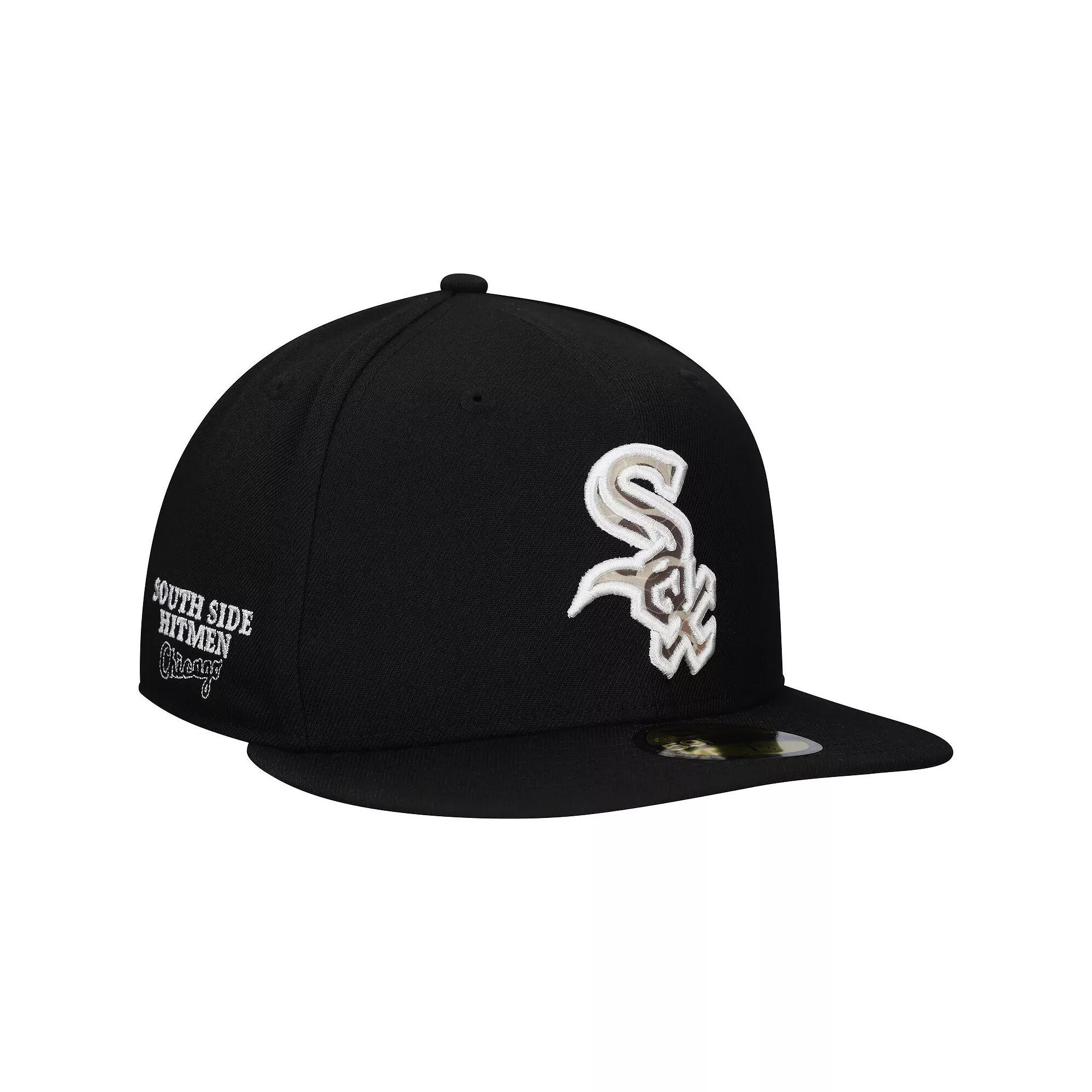 Men's New Era Black Chicago White Sox Troop Chant Camo Undervisor 59FIFTY Fitted Hat, Size: 6 7/8 Product Image