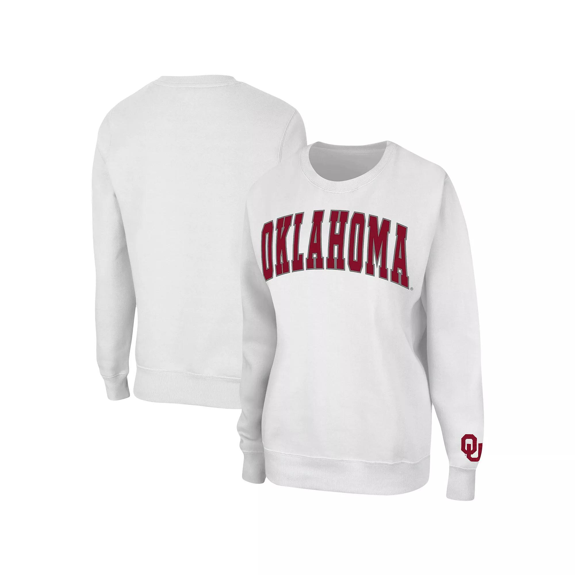 Women's Colosseum White Oklahoma Sooners Campanile Pullover Sweatshirt, Size: 2XL Product Image
