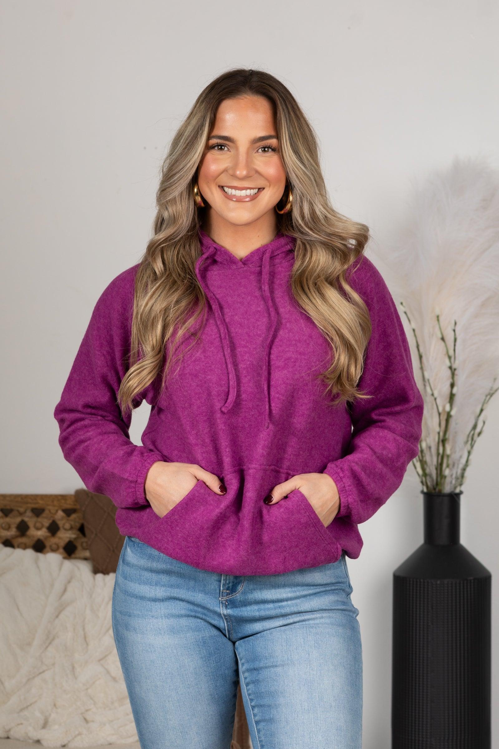 Brushed Hacci Melange Hoodie Sweater Product Image