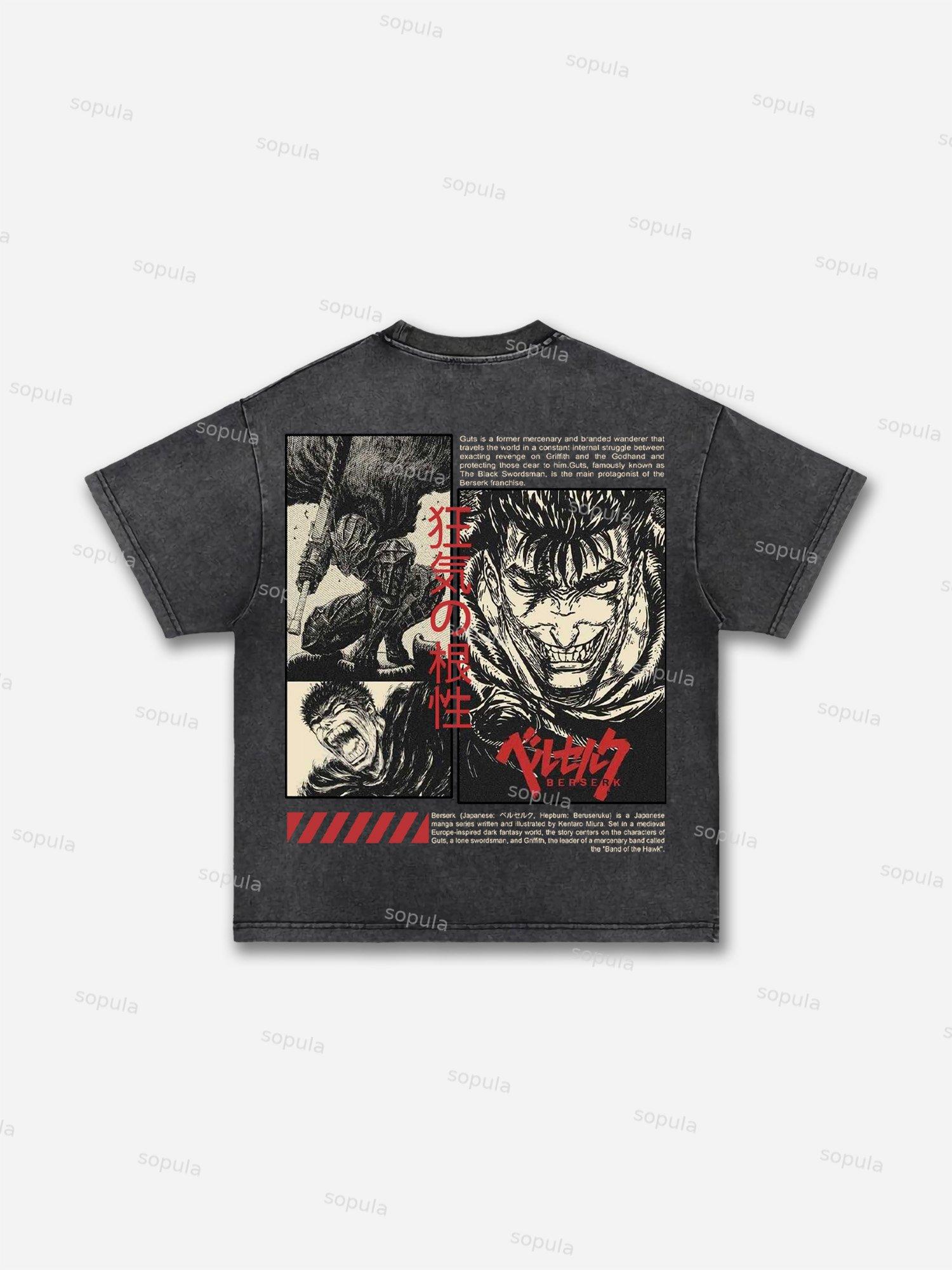Berserk Manga Graphic Acid Wash T-shirt Product Image