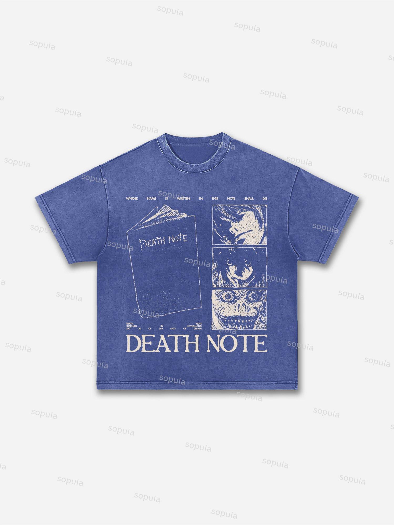 Death Note Vintage Graphic Acid Wash T-shirt Product Image