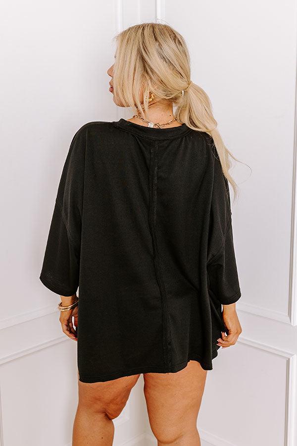 It's a Touch Down Sequin Oversized Tee in Black Curves Product Image