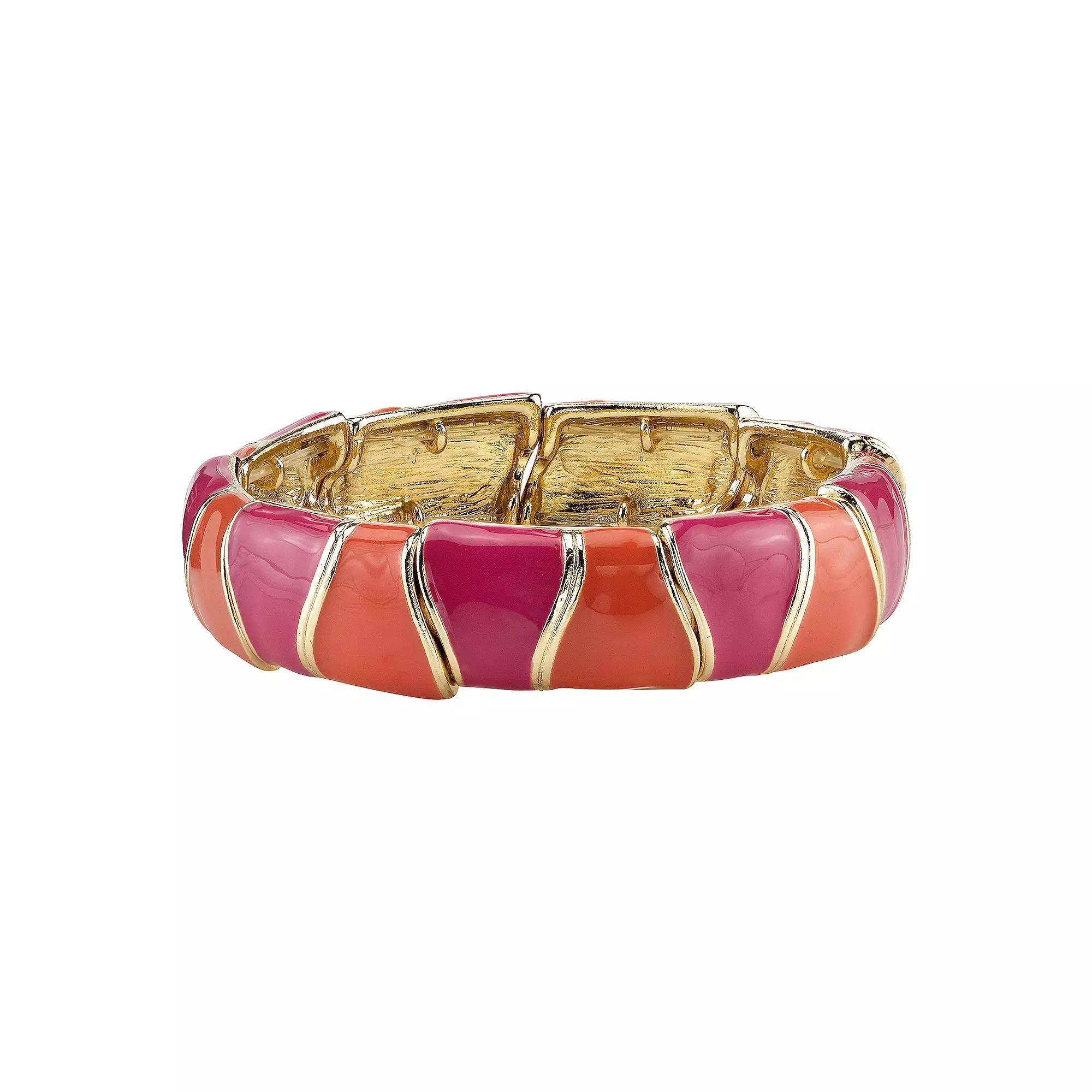 1928 Two Color Enamel Stretch Bracelet, Womens, Pink Product Image