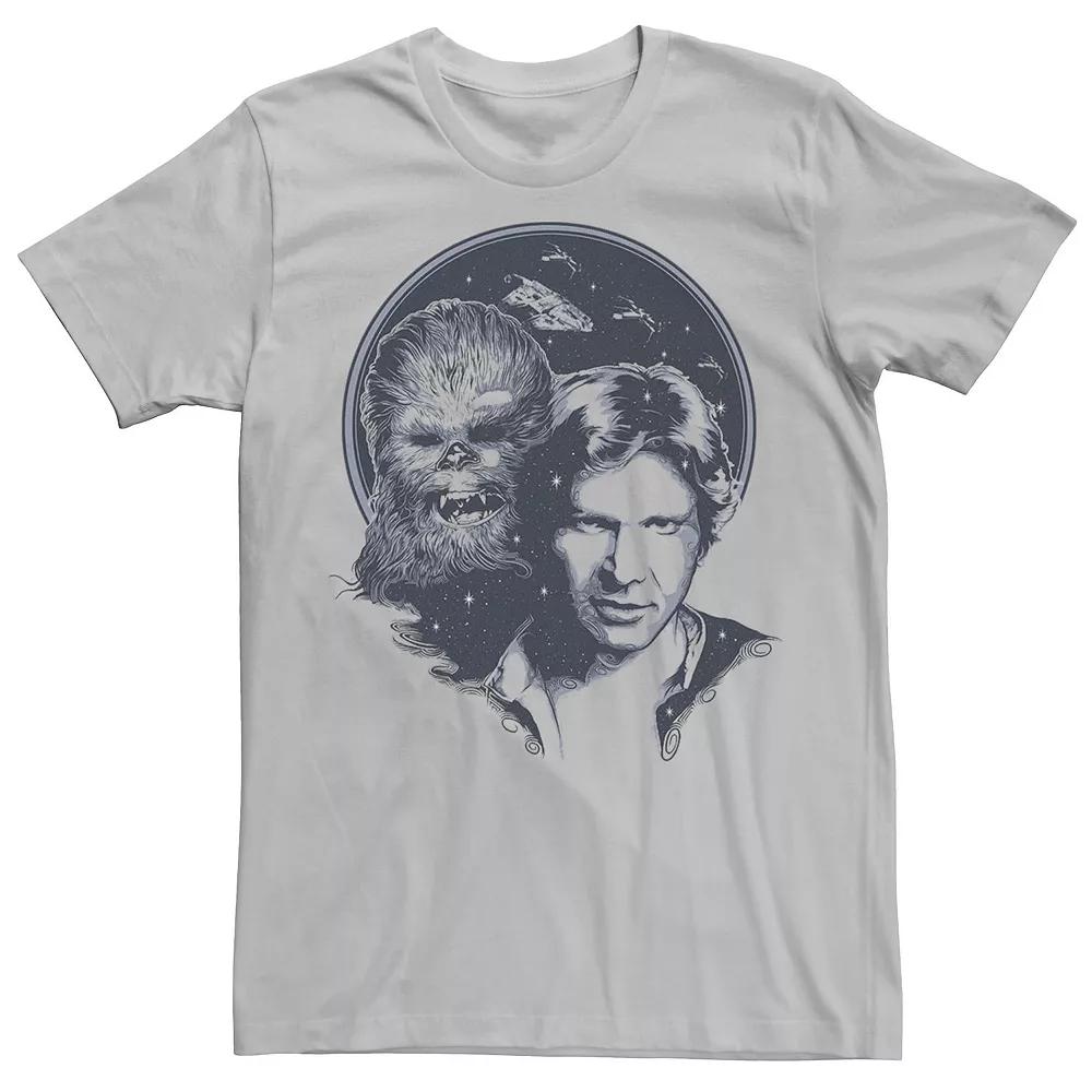 Men's Star Wars Han Solo and Chewbacca Retro Blues Portrait Tee,  Product Image