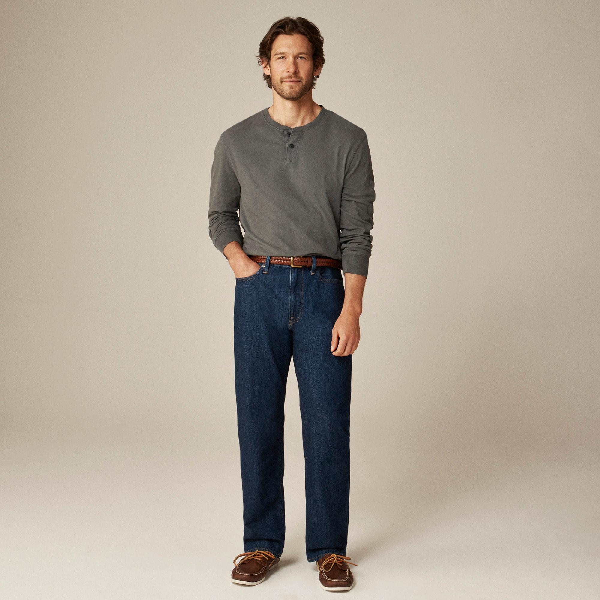 Vintage-wash cotton henley Product Image