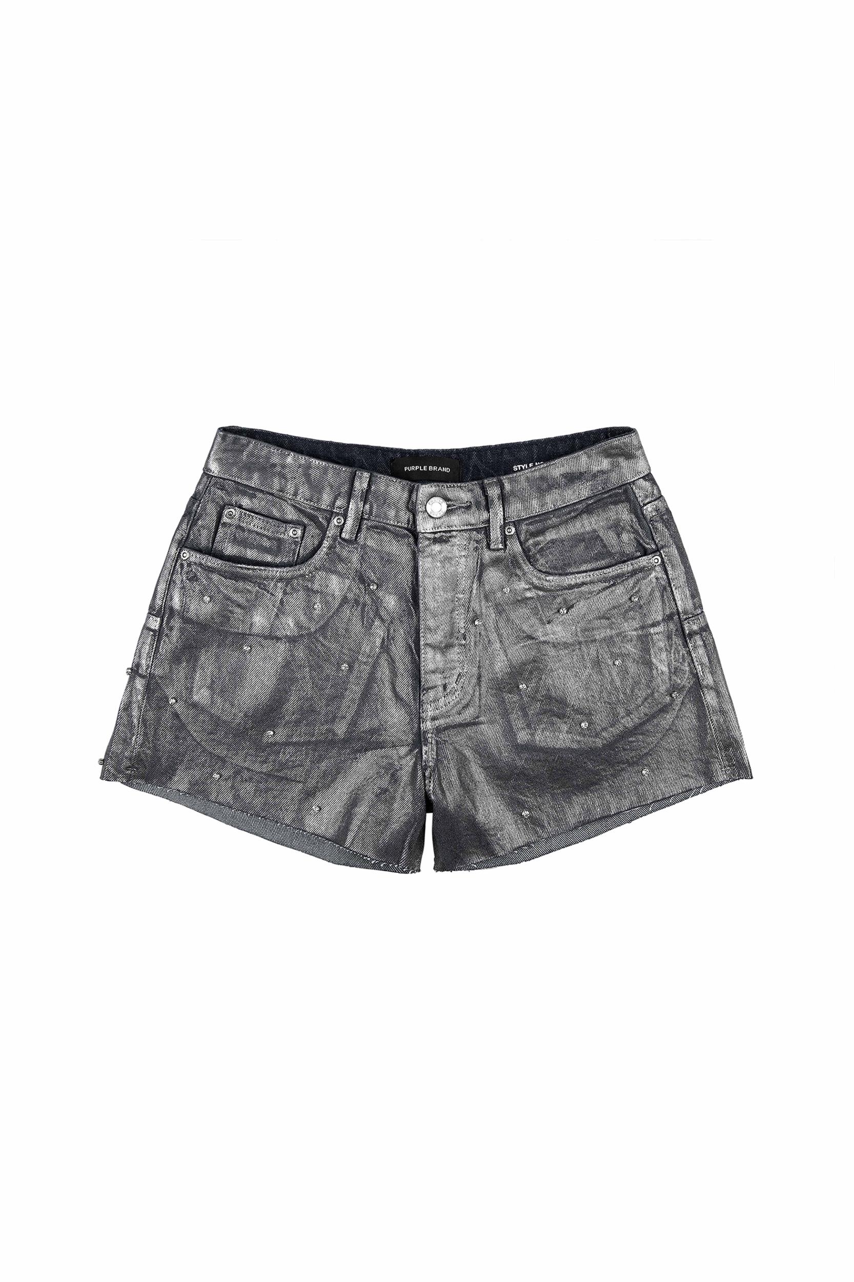 Foil Rhinestone Cut Off Shorts Female Product Image