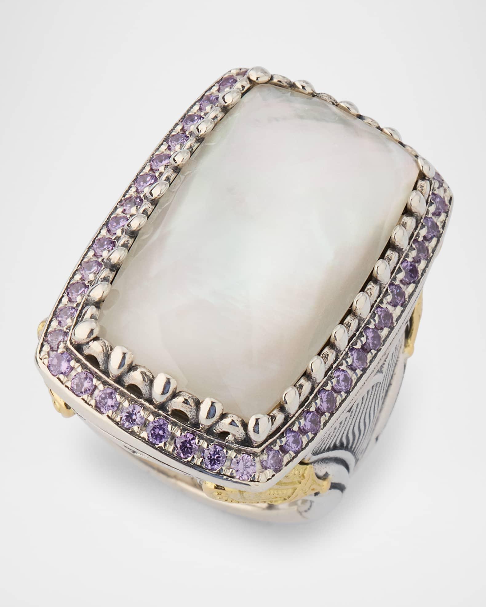 Kyma Two-Tone Mother-Of-Pearl and Amethyst Ring, Size 7 Product Image