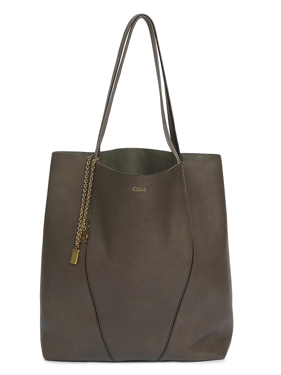 Womens Large Spin Leather Tote Bag Product Image